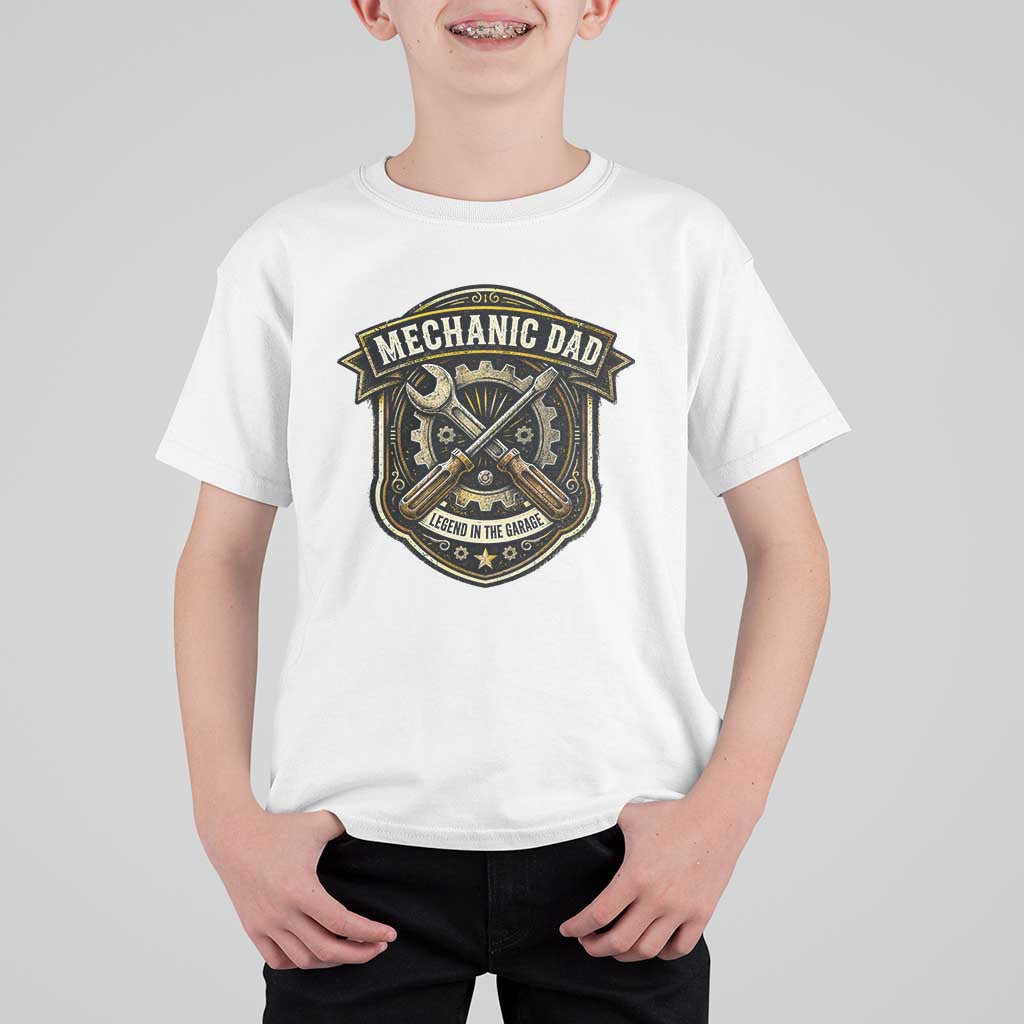 Mechanic Dad Legend In The Garage T Shirt For Kid Funny Auto Repair Fathers Day Gift