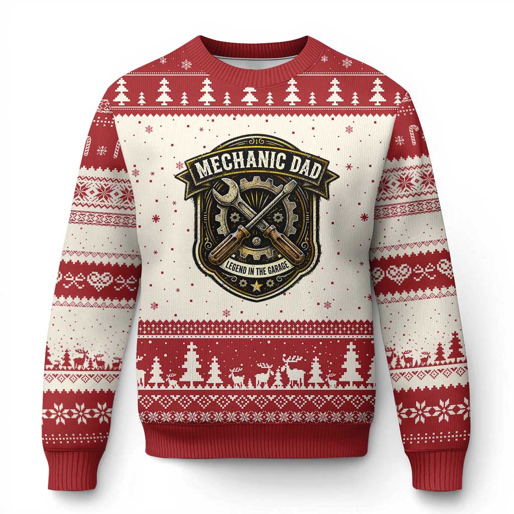 Mechanic Dad Legend In The Garage Ugly Christmas Sweater Funny Auto Repair Fathers Day Gift