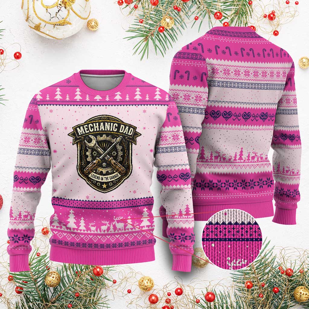 Mechanic Dad Legend In The Garage Ugly Christmas Sweater Funny Auto Repair Fathers Day Gift
