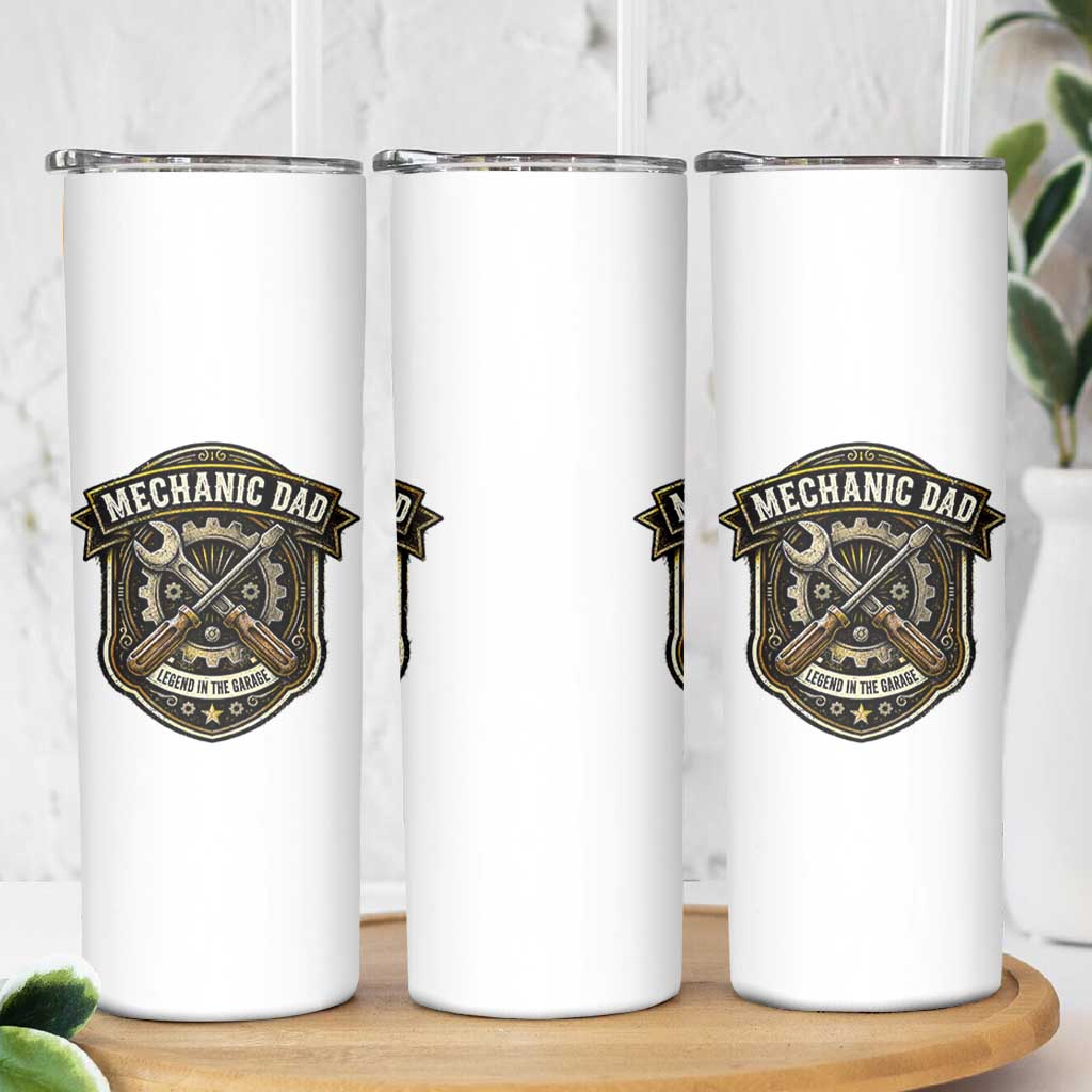 Mechanic Dad Legend In The Garage Skinny Tumbler Funny Auto Repair Fathers Day Gift