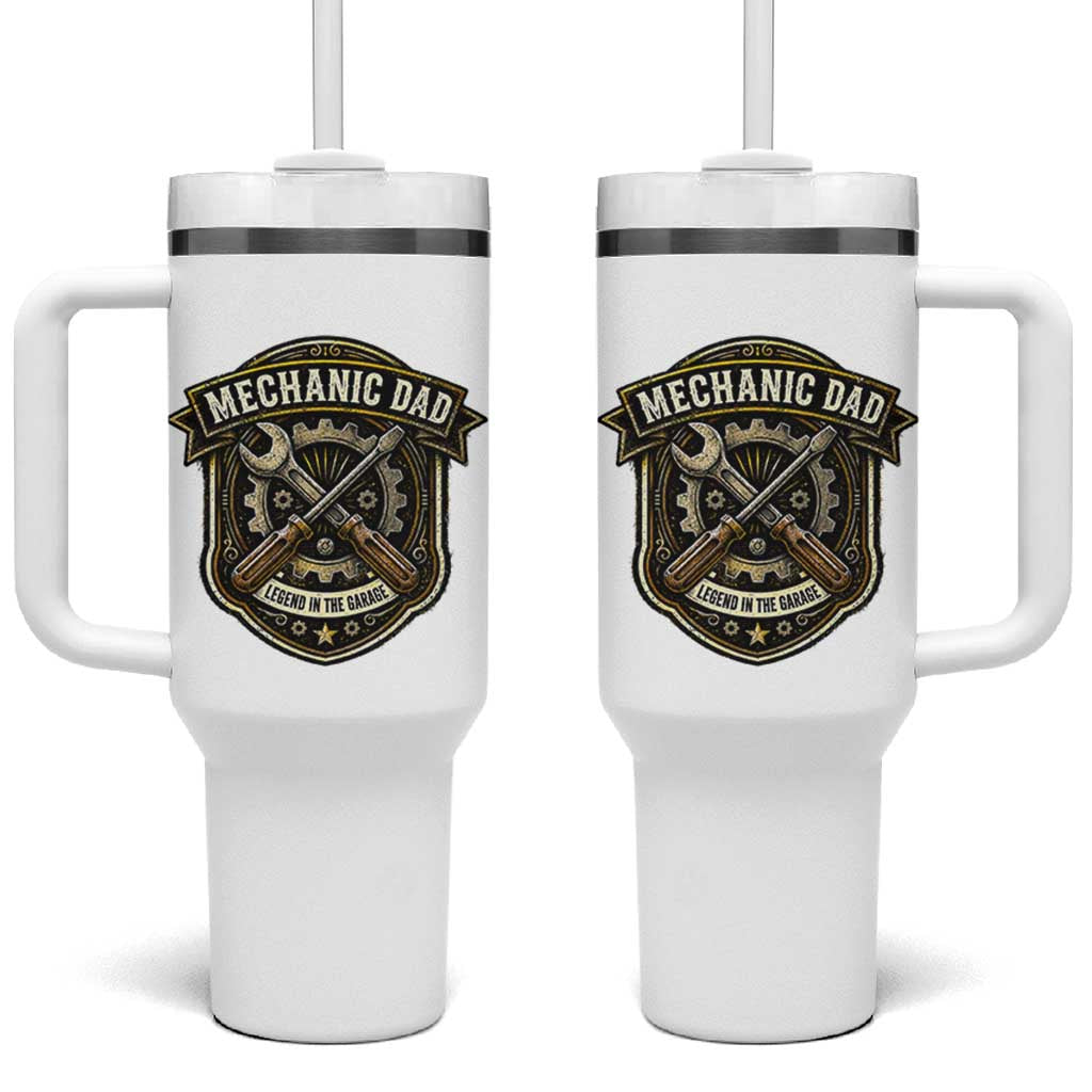 Mechanic Dad Legend In The Garage Tumbler With Handle Funny Auto Repair Fathers Day Gift