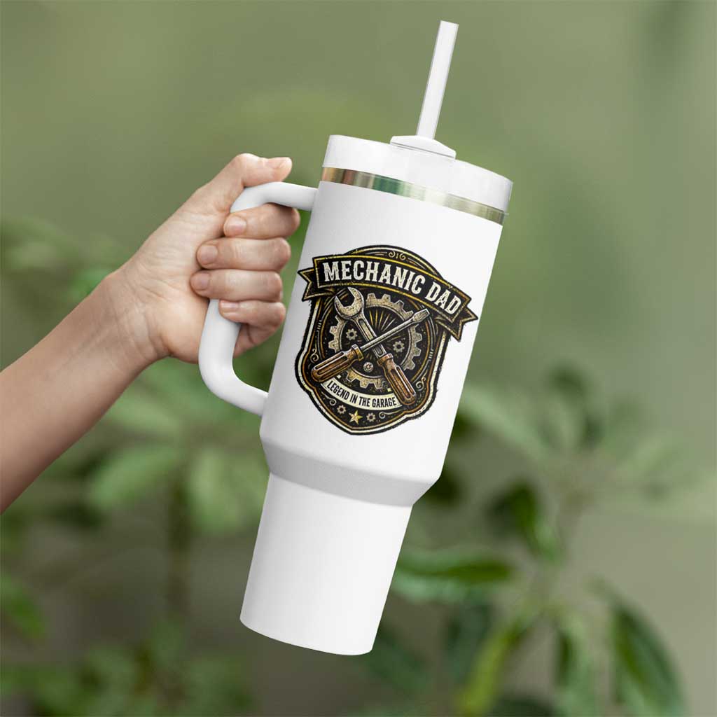 Mechanic Dad Legend In The Garage Tumbler With Handle Funny Auto Repair Fathers Day Gift
