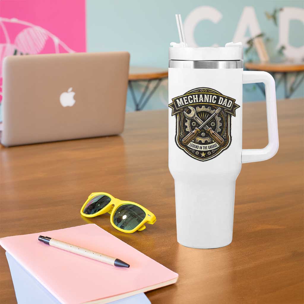 Mechanic Dad Legend In The Garage Tumbler With Handle Funny Auto Repair Fathers Day Gift
