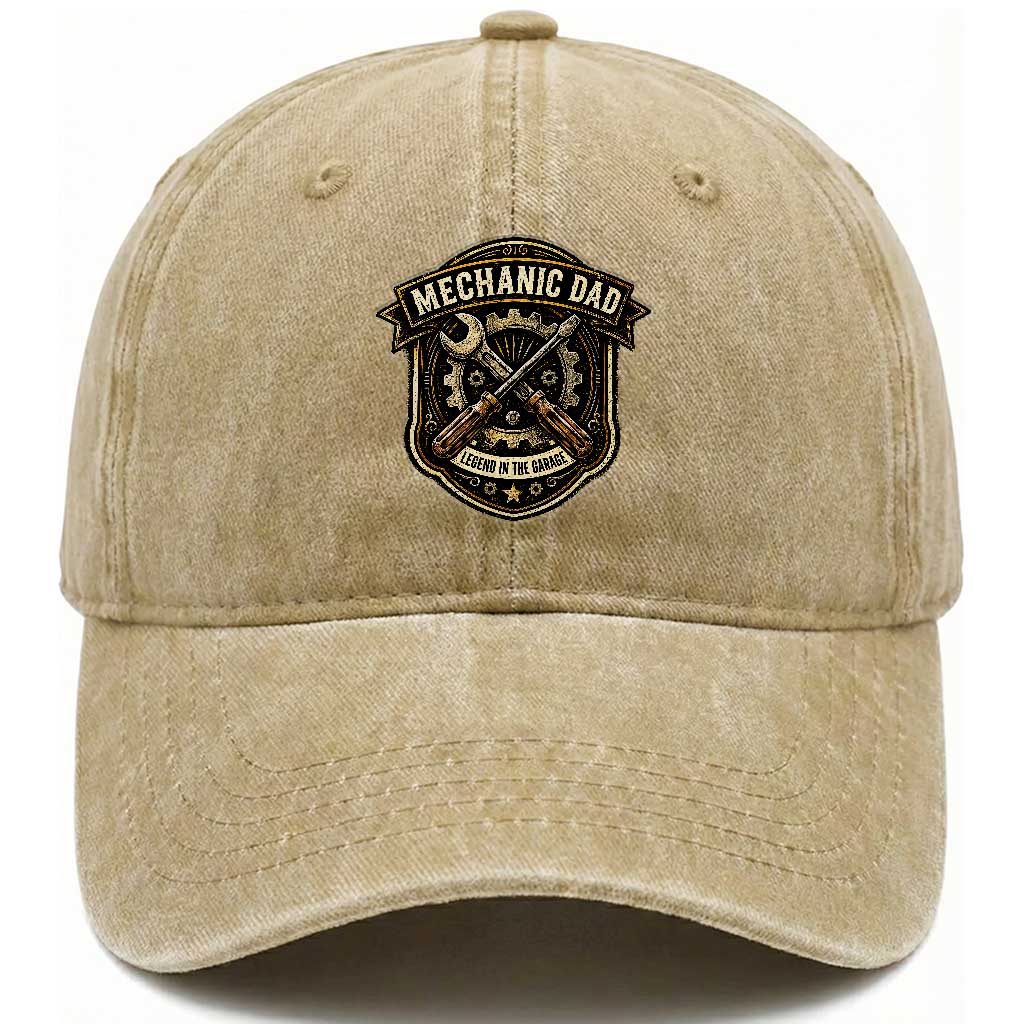 Mechanic Dad Legend In The Garage Washed Cotton Baseball Cap Funny Auto Repair Fathers Day Gift