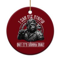Funny Gorilla Mechanic Ceramic Ornament I Can Fix Stupid But Its Gonna Hurt