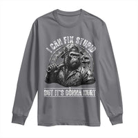 Funny Gorilla Mechanic Long Sleeve Shirt I Can Fix Stupid But Its Gonna Hurt