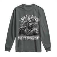 Funny Gorilla Mechanic Long Sleeve Shirt I Can Fix Stupid But Its Gonna Hurt