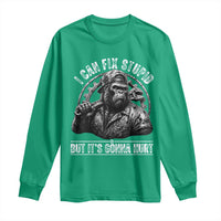 Funny Gorilla Mechanic Long Sleeve Shirt I Can Fix Stupid But Its Gonna Hurt