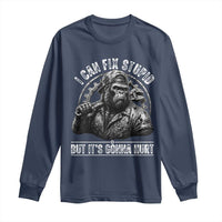 Funny Gorilla Mechanic Long Sleeve Shirt I Can Fix Stupid But Its Gonna Hurt