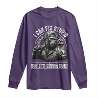 Funny Gorilla Mechanic Long Sleeve Shirt I Can Fix Stupid But Its Gonna Hurt