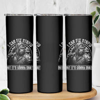 Funny Gorilla Mechanic Skinny Tumbler I Can Fix Stupid But Its Gonna Hurt