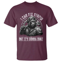 Funny Gorilla Mechanic T Shirt I Can Fix Stupid But Its Gonna Hurt