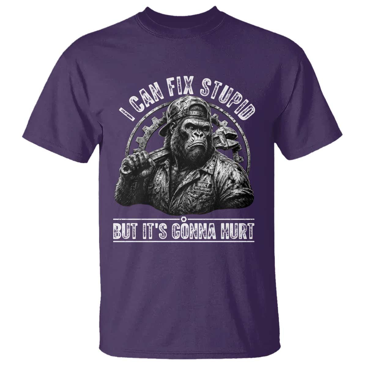 Funny Gorilla Mechanic T Shirt I Can Fix Stupid But Its Gonna Hurt