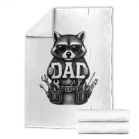 Funny Raccoon Dad Mechanic Throw Blanket Trash Panda Fathers Day Gift