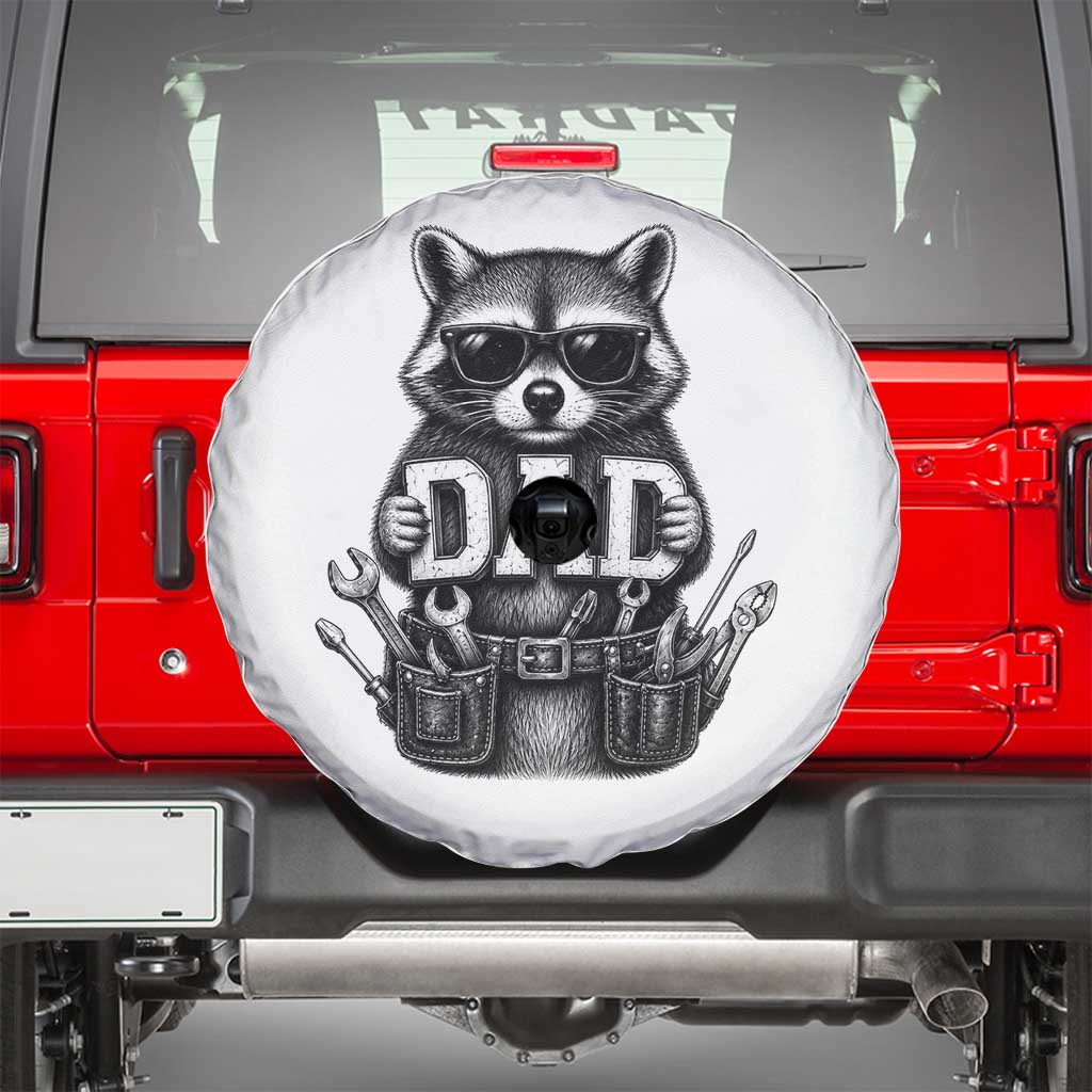 Funny Raccoon Dad Mechanic Spare Tire Cover Trash Panda Fathers Day Gift