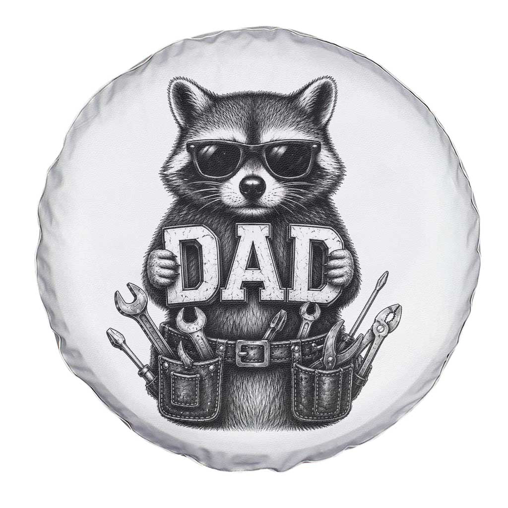 Funny Raccoon Dad Mechanic Spare Tire Cover Trash Panda Fathers Day Gift
