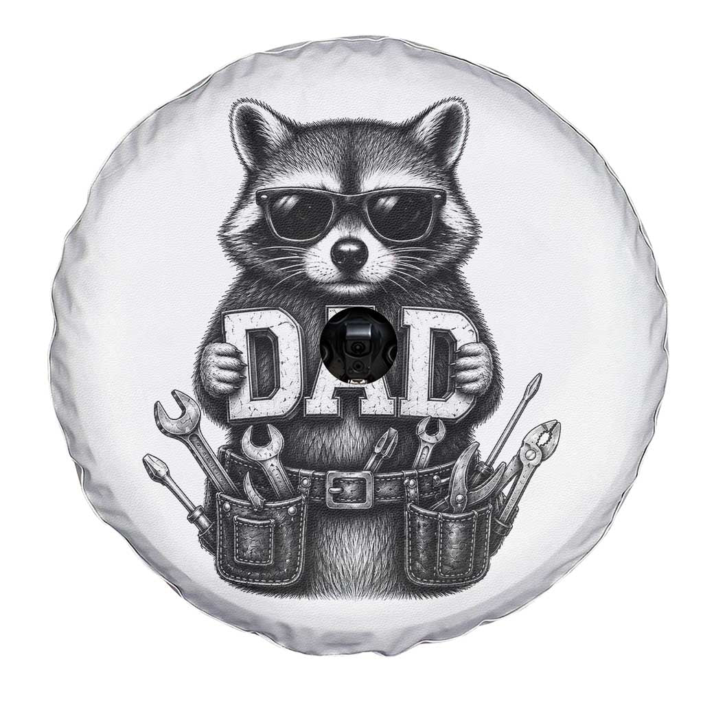 Funny Raccoon Dad Mechanic Spare Tire Cover Trash Panda Fathers Day Gift