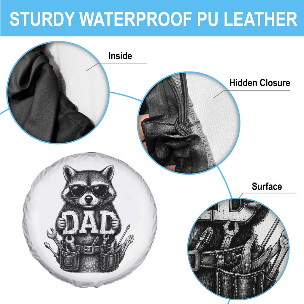 Funny Raccoon Dad Mechanic Spare Tire Cover Trash Panda Fathers Day Gift