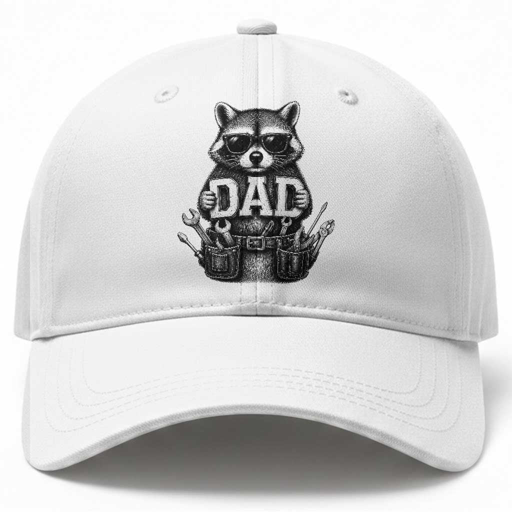 Funny Raccoon Dad Mechanic Baseball Cap Trash Panda Fathers Day Gift