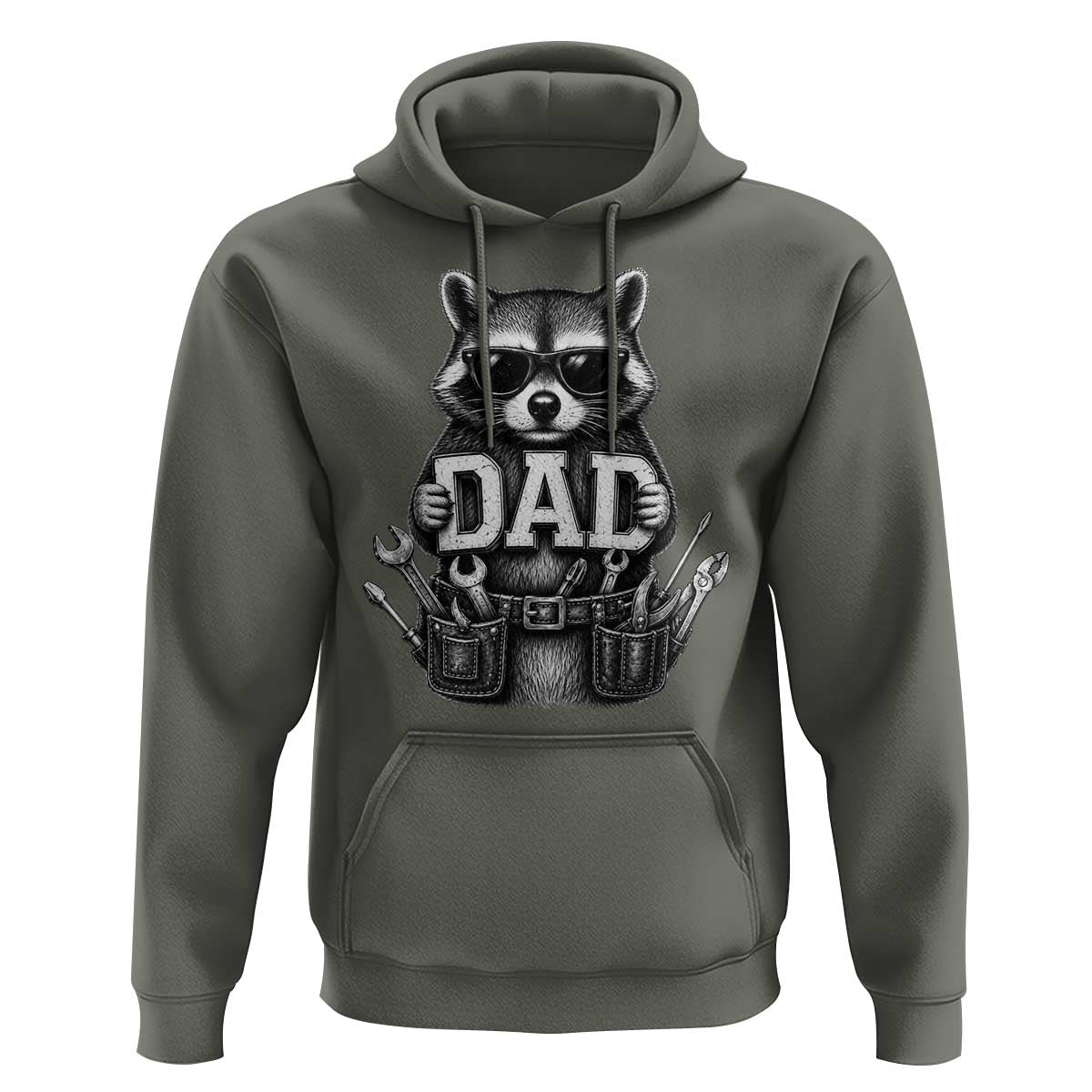 Funny Raccoon Dad Mechanic Hoodie Trash Panda Fathers Day Gift
