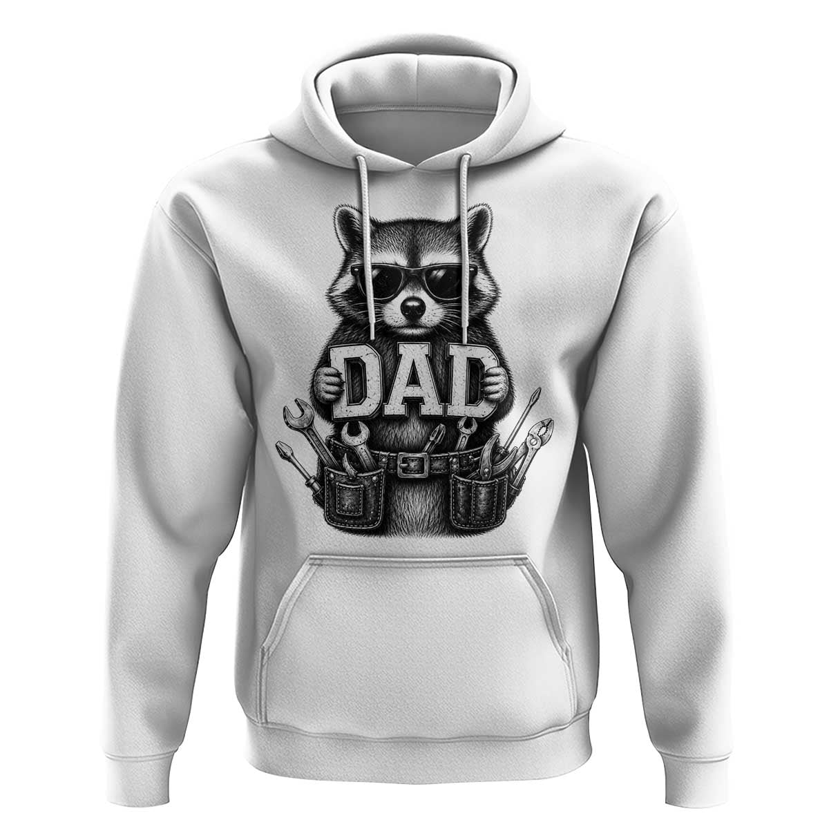 Funny Raccoon Dad Mechanic Hoodie Trash Panda Fathers Day Gift