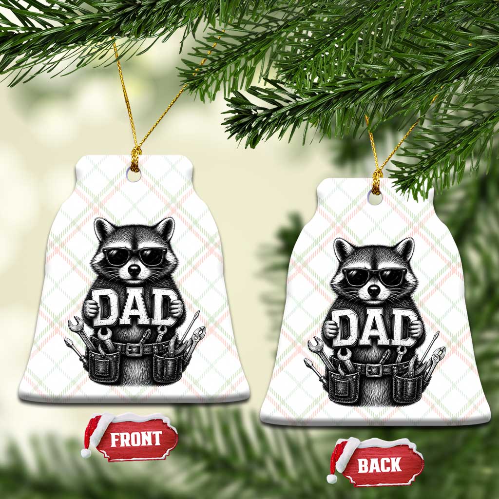 Funny Raccoon Dad Mechanic Ceramic Ornament Trash Panda Fathers Day Gift
