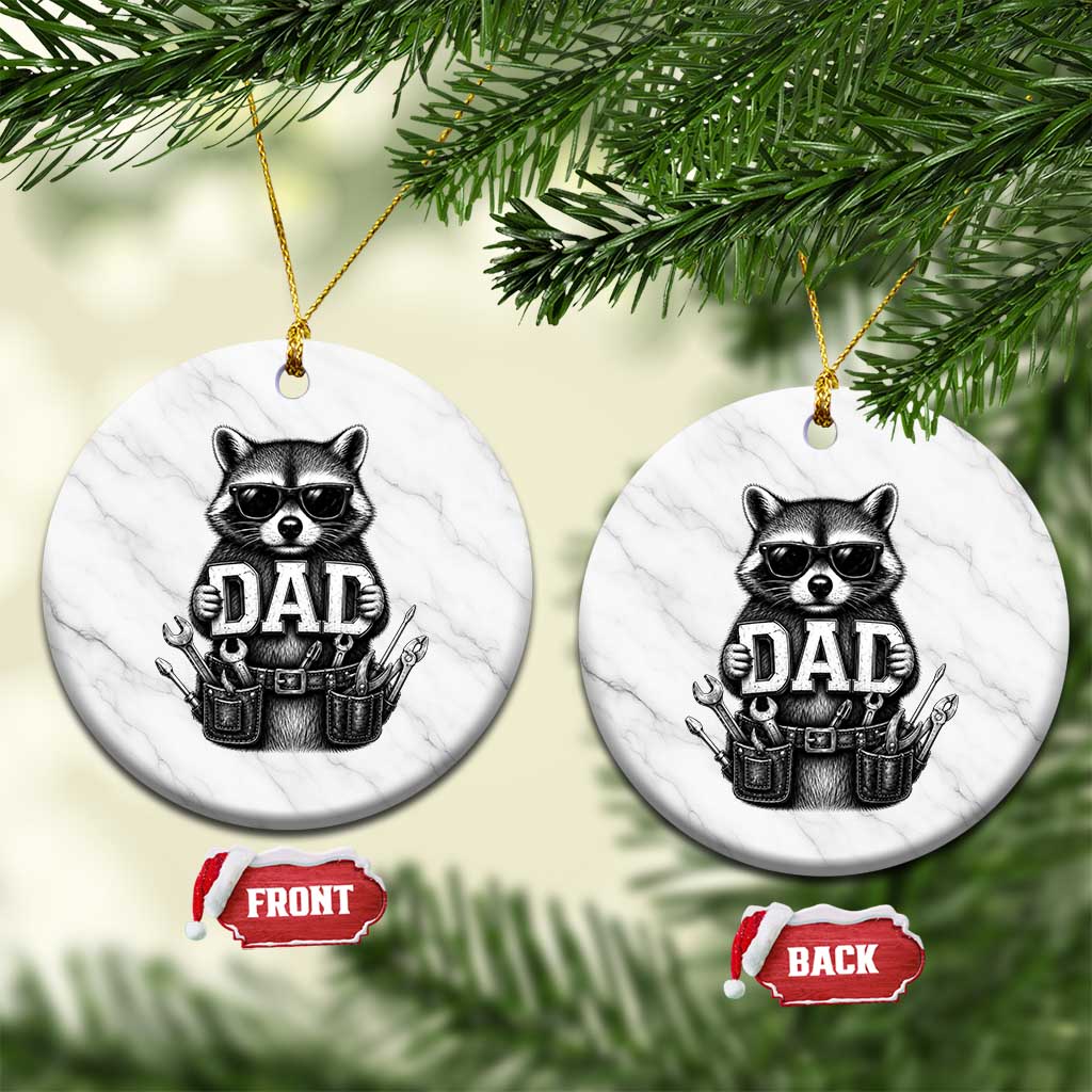 Funny Raccoon Dad Mechanic Ceramic Ornament Trash Panda Fathers Day Gift