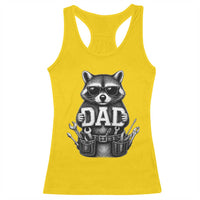 Funny Raccoon Dad Mechanic Racerback Tank Top Trash Panda Fathers Day Gift