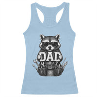 Funny Raccoon Dad Mechanic Racerback Tank Top Trash Panda Fathers Day Gift