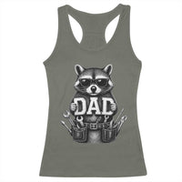 Funny Raccoon Dad Mechanic Racerback Tank Top Trash Panda Fathers Day Gift