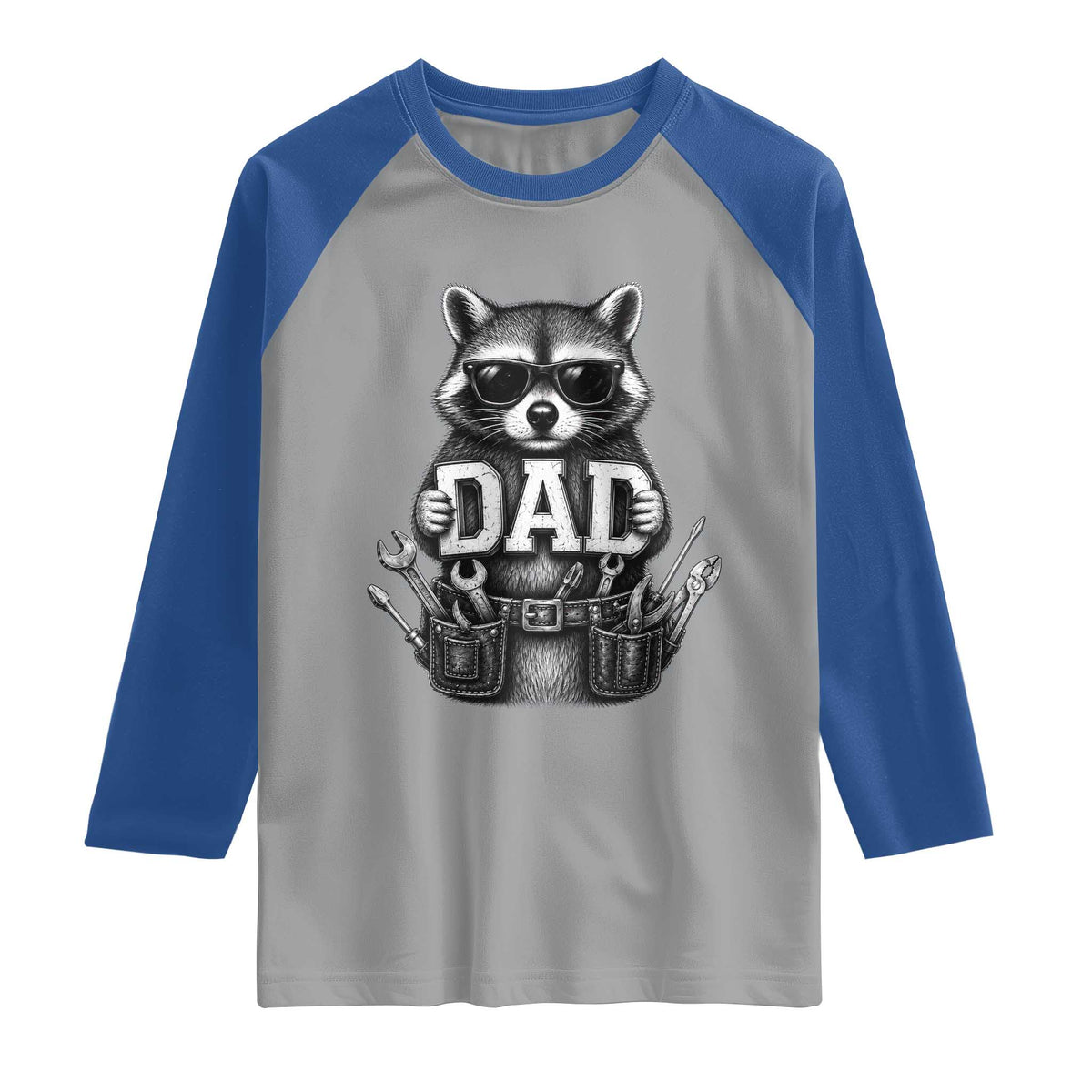 Funny Raccoon Dad Mechanic Raglan Shirt Trash Panda Fathers Day Gift