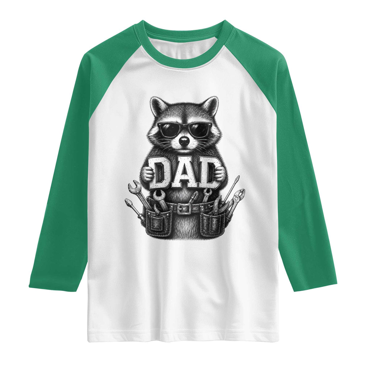 Funny Raccoon Dad Mechanic Raglan Shirt Trash Panda Fathers Day Gift