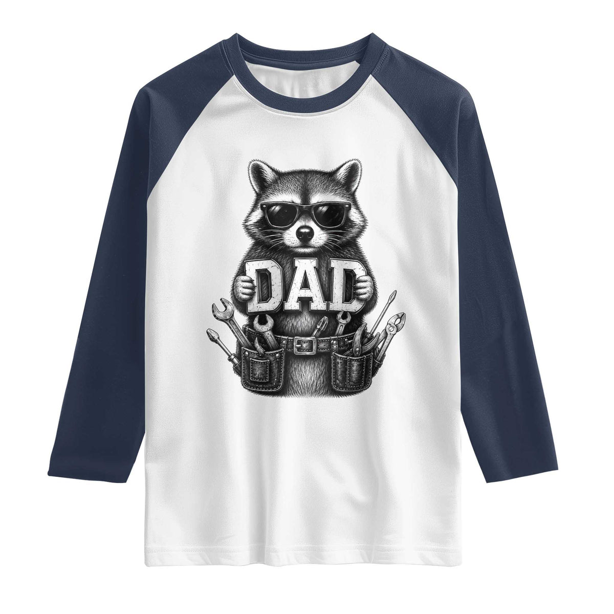 Funny Raccoon Dad Mechanic Raglan Shirt Trash Panda Fathers Day Gift