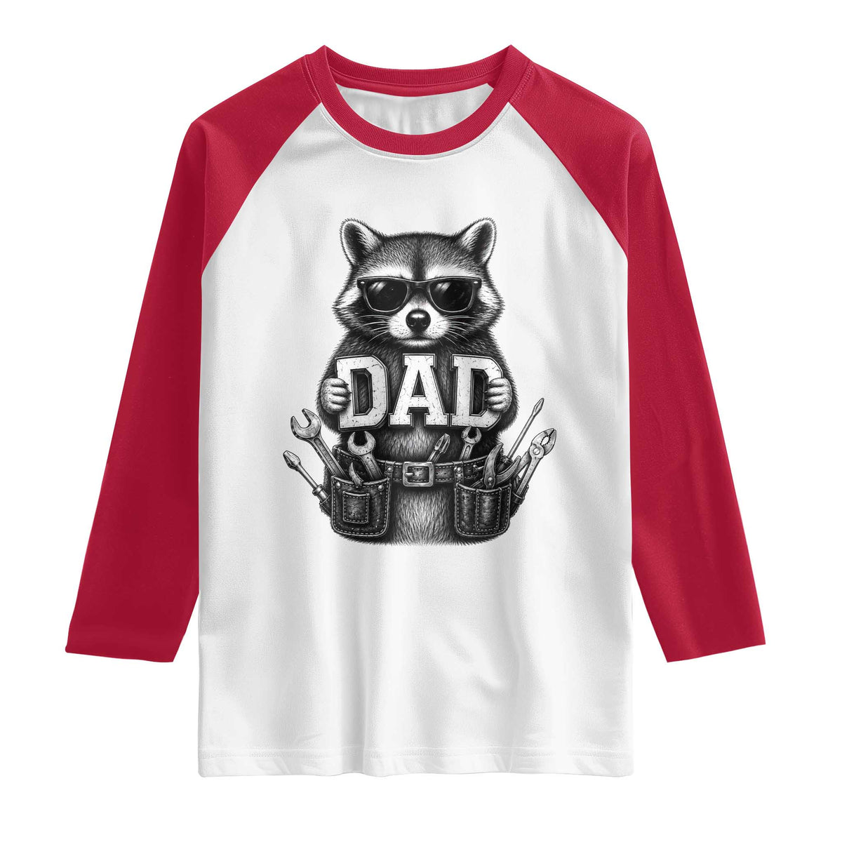 Funny Raccoon Dad Mechanic Raglan Shirt Trash Panda Fathers Day Gift