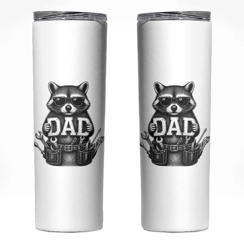 Funny Raccoon Dad Mechanic Skinny Tumbler Trash Panda Fathers Day Gift