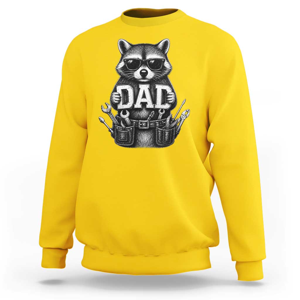 Funny Raccoon Dad Mechanic Sweatshirt Trash Panda Fathers Day Gift