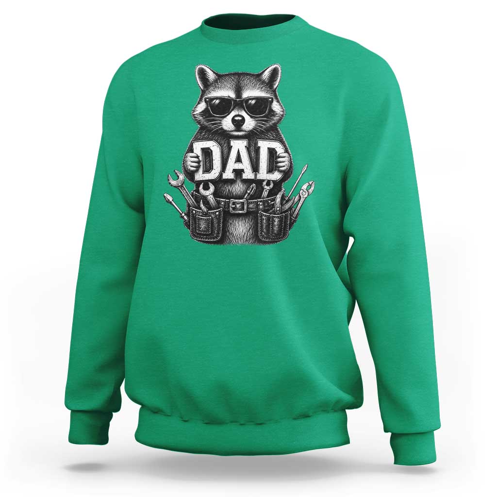 Funny Raccoon Dad Mechanic Sweatshirt Trash Panda Fathers Day Gift