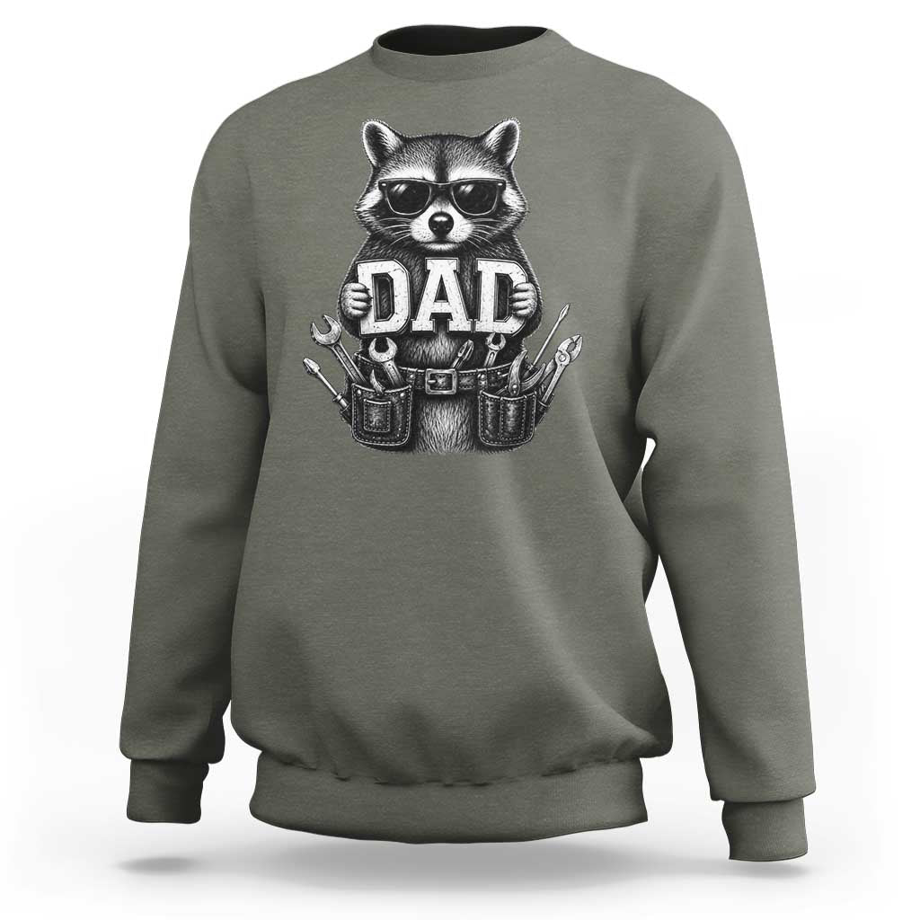 Funny Raccoon Dad Mechanic Sweatshirt Trash Panda Fathers Day Gift