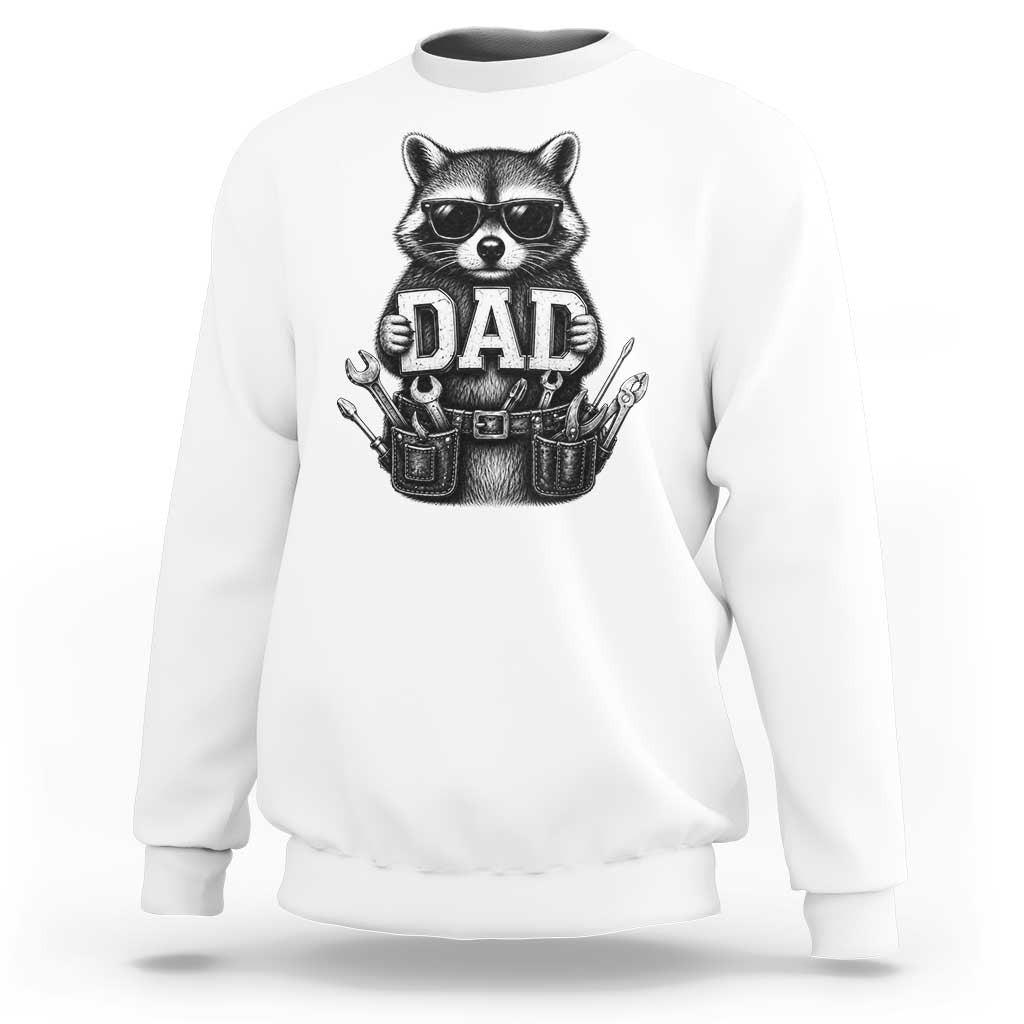 Funny Raccoon Dad Mechanic Sweatshirt Trash Panda Fathers Day Gift