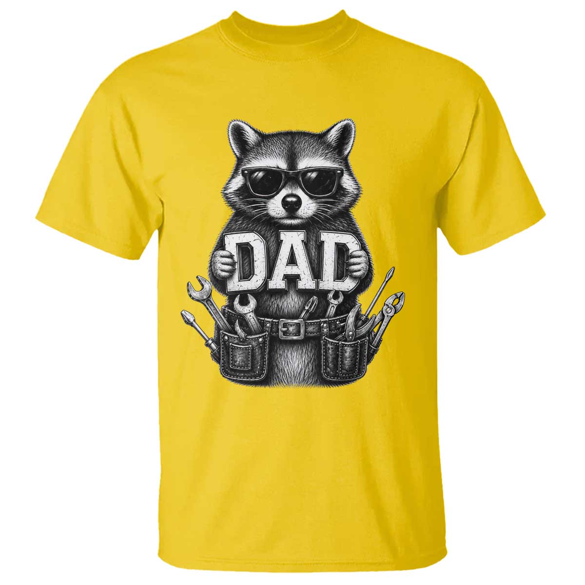 Funny Raccoon Dad Mechanic T Shirt Trash Panda Fathers Day Gift