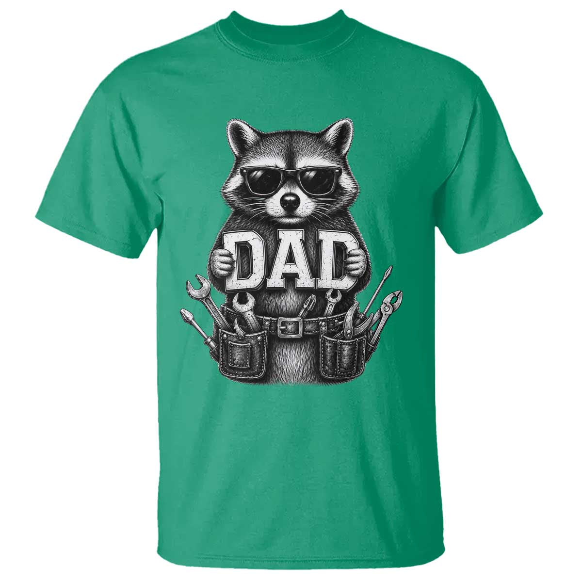 Funny Raccoon Dad Mechanic T Shirt Trash Panda Fathers Day Gift