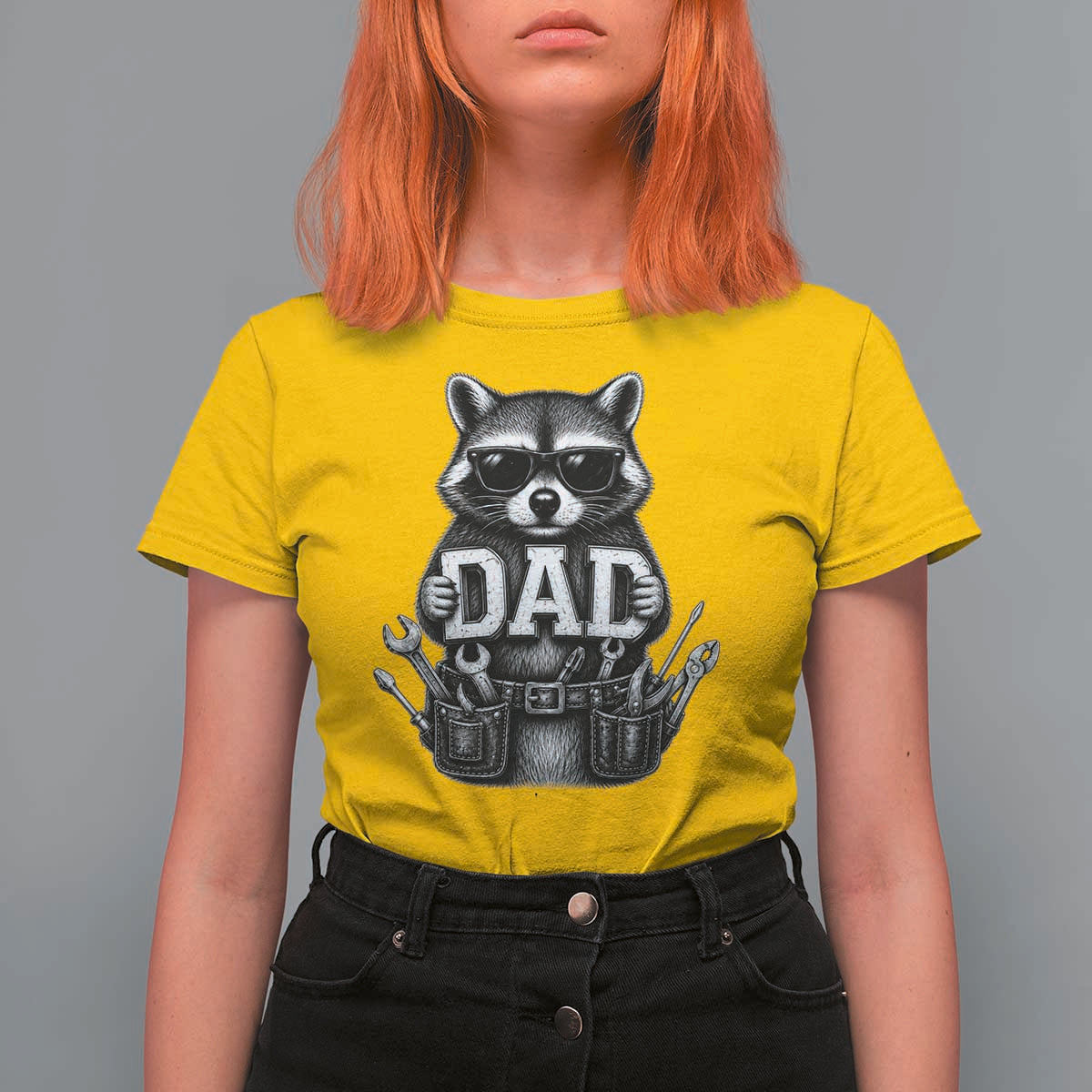 Funny Raccoon Dad Mechanic T Shirt For Women Trash Panda Fathers Day Gift
