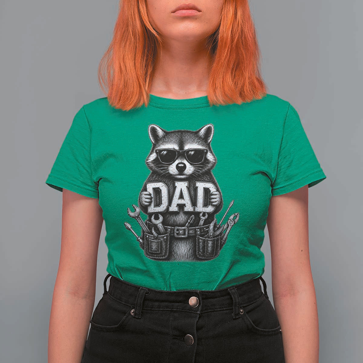Funny Raccoon Dad Mechanic T Shirt For Women Trash Panda Fathers Day Gift