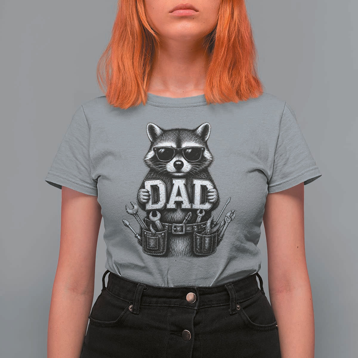 Funny Raccoon Dad Mechanic T Shirt For Women Trash Panda Fathers Day Gift