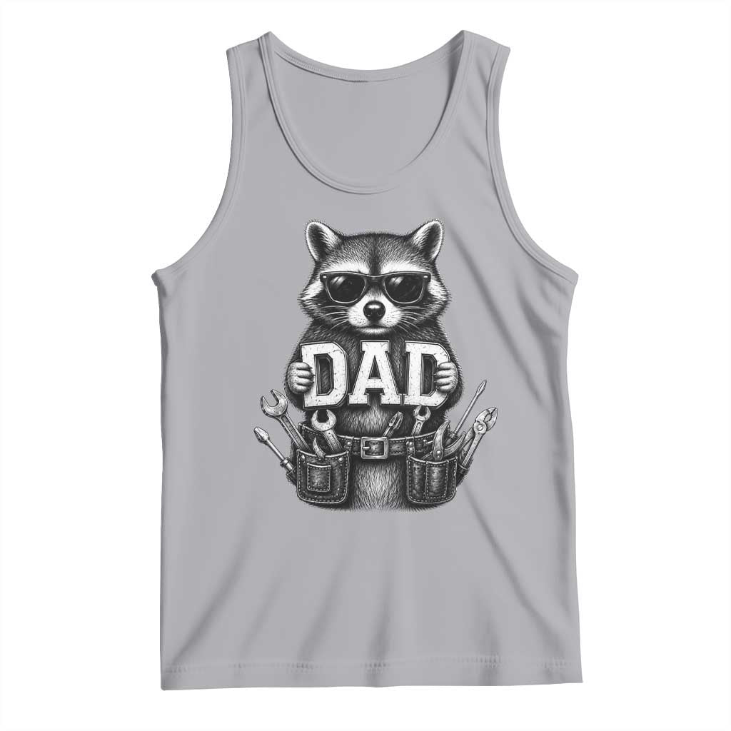 Funny Raccoon Dad Mechanic Tank Top Trash Panda Fathers Day Gift