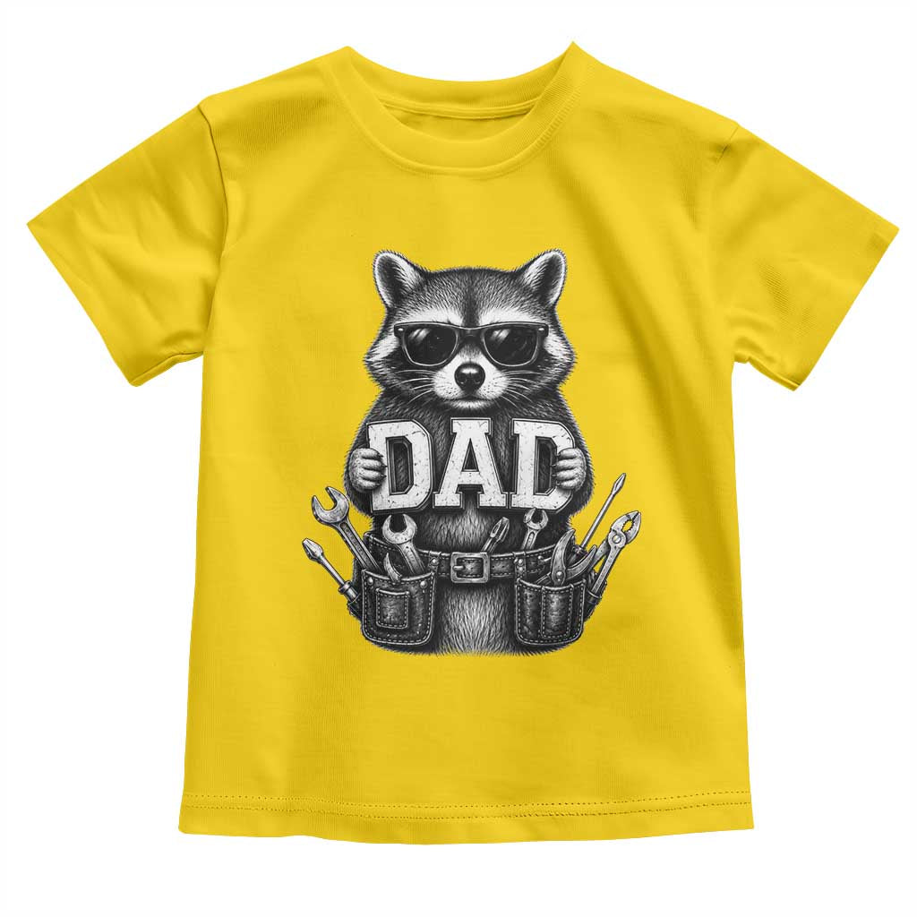 Funny Raccoon Dad Mechanic Toddler T Shirt Trash Panda Fathers Day Gift