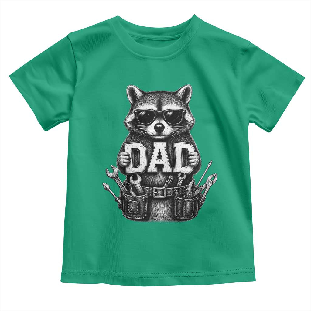 Funny Raccoon Dad Mechanic Toddler T Shirt Trash Panda Fathers Day Gift
