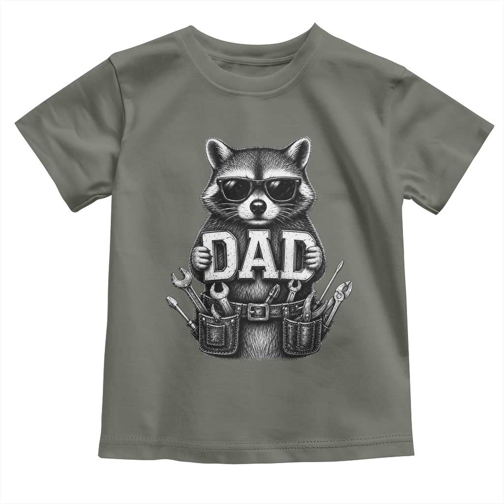 Funny Raccoon Dad Mechanic Toddler T Shirt Trash Panda Fathers Day Gift