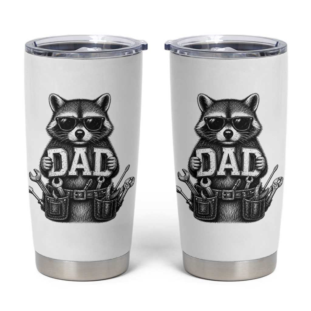 Funny Raccoon Dad Mechanic Tumbler Cup Trash Panda Fathers Day Gift