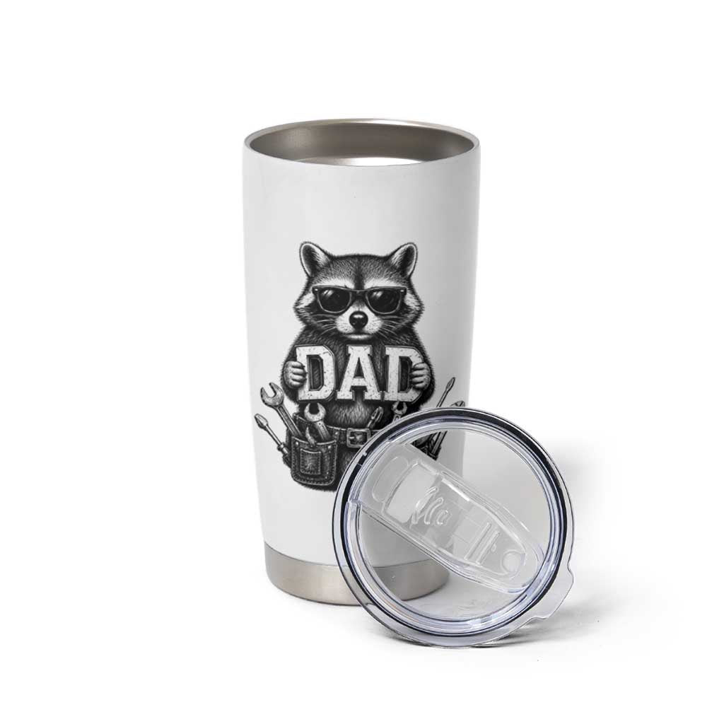 Funny Raccoon Dad Mechanic Tumbler Cup Trash Panda Fathers Day Gift